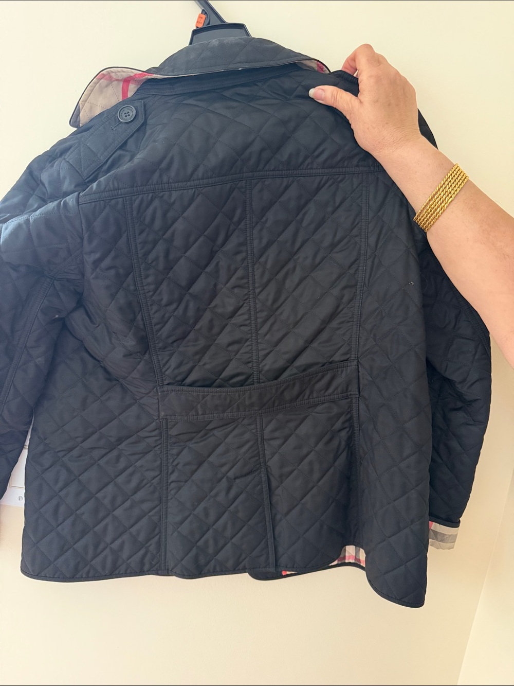 Burberry Black Quilted Trench Coat with Signature Check Lining - Picture 6 of 6
